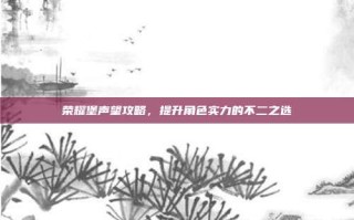 荣耀堡声望攻略，提升角色实力的不二之选