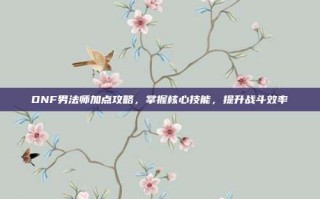 DNF男法师加点攻略，掌握核心技能，提升战斗效率