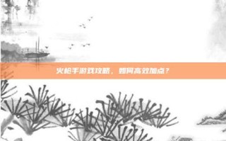 火枪手游戏攻略，如何高效加点？