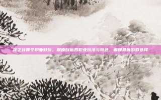 龙之谷哪个职业好玩，深度剖析各职业玩法与特色，解锁最优游戏选择