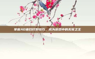 掌握AD寡妇打野技巧，成为游戏中的无冕之王