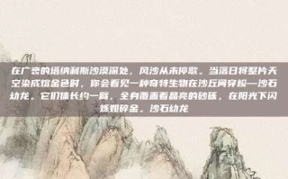 在广袤的塔纳利斯沙漠深处，风沙从未停歇。当落日将整片天空染成熔金色时，你会看见一种奇特生物在沙丘间穿梭—沙石幼龙。它们体长约一臂，全身覆盖着晶亮的砂砾，在阳光下闪烁如碎金。沙石幼龙