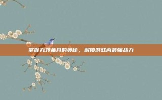 掌握九转金丹的奥秘，解锁游戏内最强战力