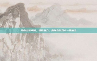 马良出装攻略，提升战力，助你在游戏中一骑绝尘