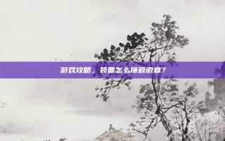 游戏攻略，装备怎么镶嵌徽章？