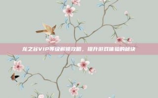 龙之谷VIP等级解锁攻略，提升游戏体验的秘诀