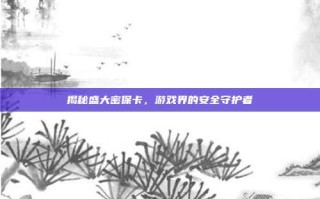 揭秘盛大密保卡，游戏界的安全守护者