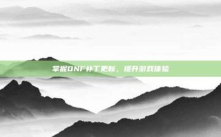 掌握DNF补丁更新，提升游戏体验