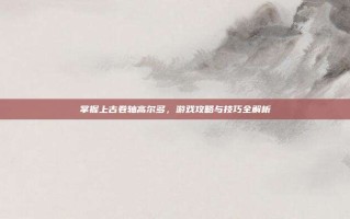掌握上古卷轴高尔多，游戏攻略与技巧全解析