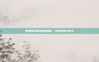 掌握男街霸武器的奥秘，游戏攻略与技巧