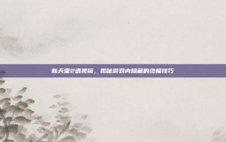新天堂2透视镜，揭秘游戏内隐藏的终极技巧