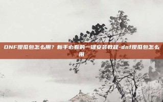 DNF傻瓜包怎么用？新手必看的一键安装教程-dnf傻瓜包怎么用