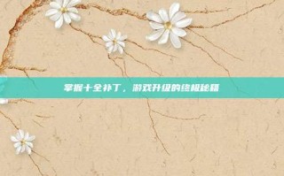 掌握十全补丁，游戏升级的终极秘籍
