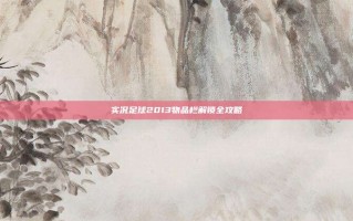 实况足球2013物品栏解锁全攻略