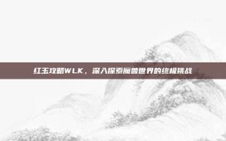 红玉攻略WLK，深入探索魔兽世界的终极挑战