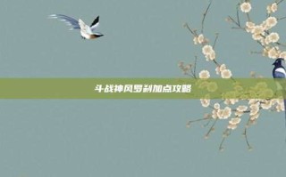 斗战神风罗刹加点攻略