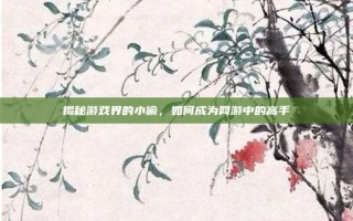 揭秘游戏界的小偷，如何成为网游中的高手
