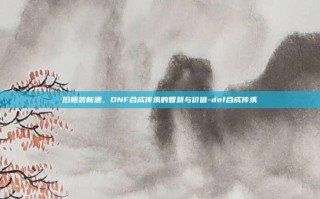 旧瓶装新酒，DNF合成传承的智慧与价值-dnf合成传承