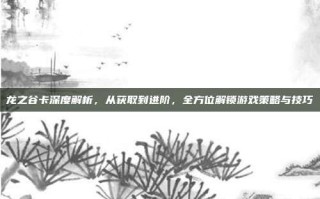 龙之谷卡深度解析，从获取到进阶，全方位解锁游戏策略与技巧