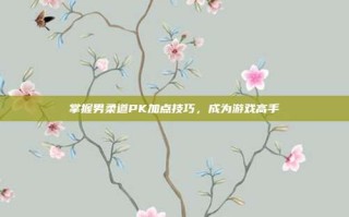 掌握男柔道PK加点技巧，成为游戏高手