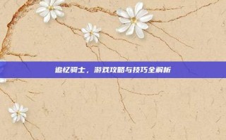追忆骑士，游戏攻略与技巧全解析