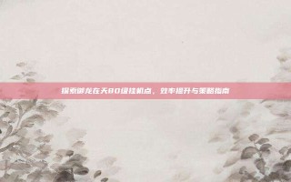 探索御龙在天80级挂机点，效率提升与策略指南