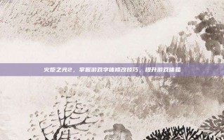 火炬之光2，掌握游戏字体修改技巧，提升游戏体验