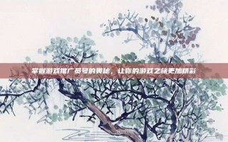 掌握游戏推广员号的奥秘，让你的游戏之旅更加精彩