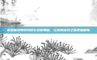 掌握魔域腾讯特权礼包的奥秘，让你的游戏之路更加顺畅