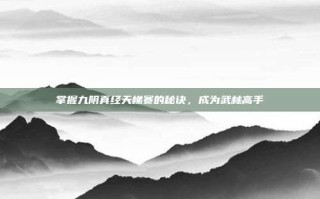 掌握九阴真经天梯赛的秘诀，成为武林高手