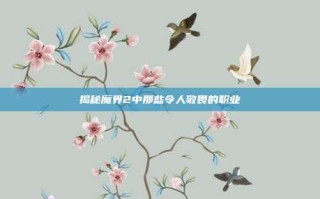 揭秘魔界2中那些令人敬畏的职业