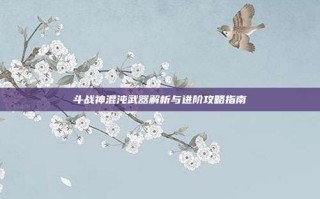 斗战神混沌武器解析与进阶攻略指南