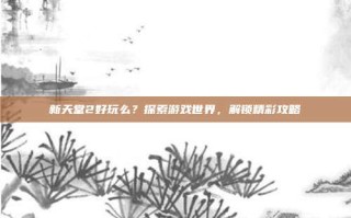 新天堂2好玩么？探索游戏世界，解锁精彩攻略
