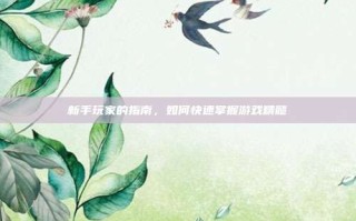 新手玩家的指南，如何快速掌握游戏精髓