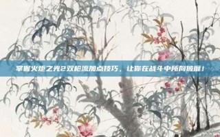 掌握火炬之光2双枪流加点技巧，让你在战斗中所向披靡！