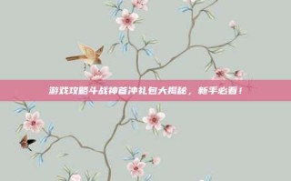 游戏攻略斗战神首冲礼包大揭秘，新手必看！