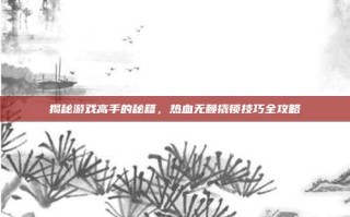 揭秘游戏高手的秘籍，热血无赖撬锁技巧全攻略