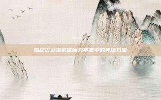 揭秘古武术家在魔力学堂中的神秘力量