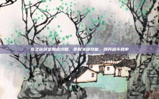 龙之谷剑圣加点攻略，掌握关键技能，提升战斗效率