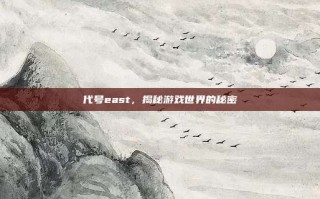 代号east，揭秘游戏世界的秘密