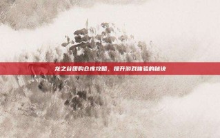 龙之谷团购仓库攻略，提升游戏体验的秘诀