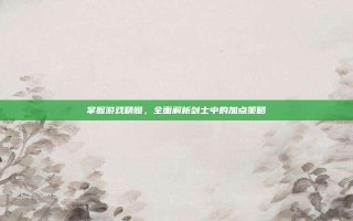 掌握游戏精髓，全面解析剑士中的加点策略
