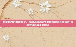 拳拳到肉的武道哲学，光明之魂2格斗家终极加点实操指南-光明之魂2格斗家加点