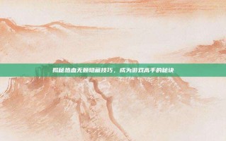 揭秘热血无赖隐藏技巧，成为游戏高手的秘诀