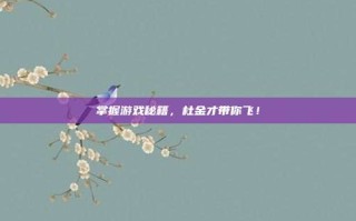 掌握游戏秘籍，杜金才带你飞！
