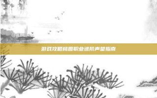 游戏攻略桃园职业进阶声望指南