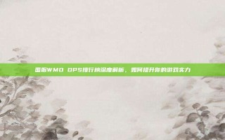 国服WMO DPS排行榜深度解析，如何提升你的游戏实力