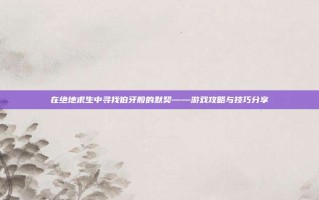 在绝地求生中寻找伯牙般的默契——游戏攻略与技巧分享