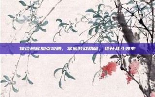 神泣刺客加点攻略，掌握游戏精髓，提升战斗效率