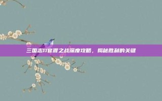 三国志11官渡之战深度攻略，揭秘胜利的关键
